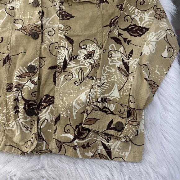 Serengeti Catalog woemns 100% cotton 1X floral jacket deco button - Picture 3 of 10